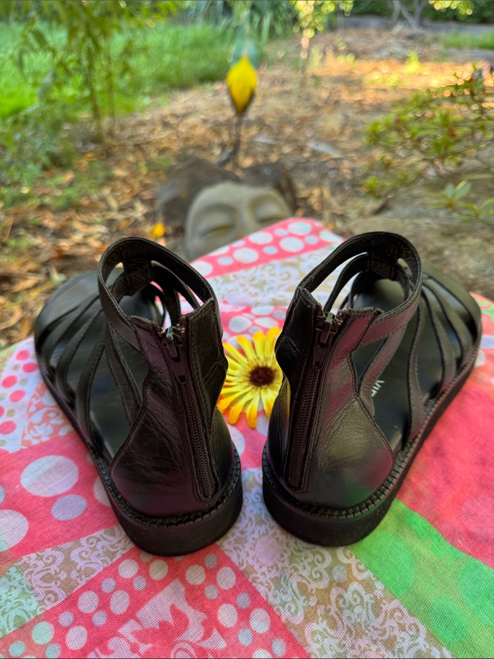 🌞 STRATEGIA; Black Leather Italian Designer Gladiator Sandals; Women’s Size 9! - Picture 8 of 15